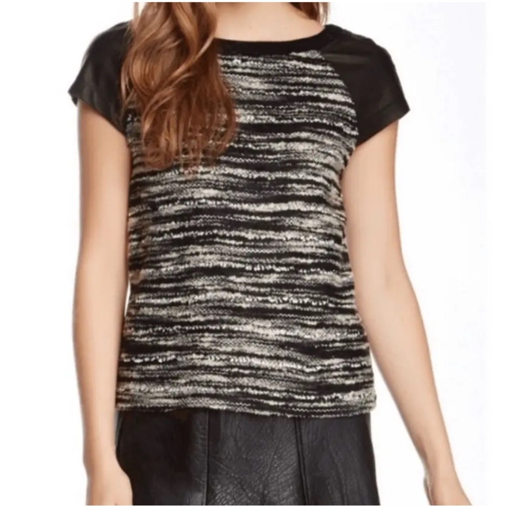 Alice + Olivia Pria Tweed Leather  Top sz Medium